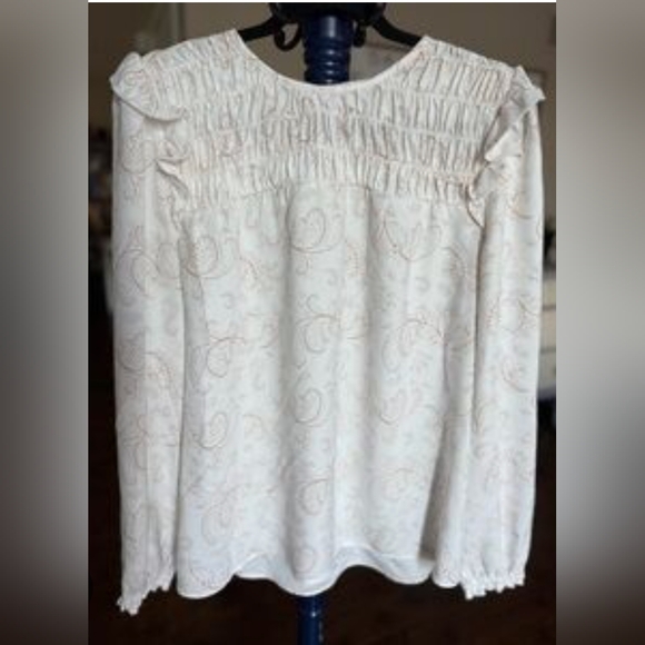 LOFT Tops - LOFT Cream Blouse with Subtle Pattern